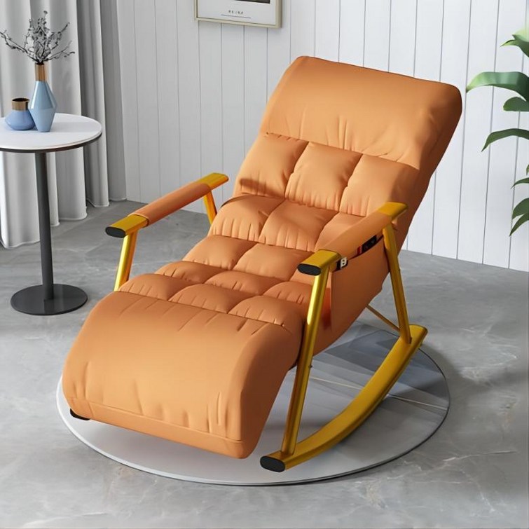PEARL PANDA 1인용 흔들의자 안락의자 캐주얼 리클라이너 수면 안락의자, 오렌지골드 의자 다리