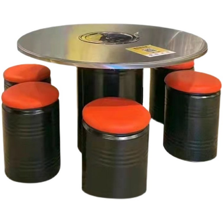 바베큐 테이블 산업 스타일 숯불 상업 드럼통 테이블